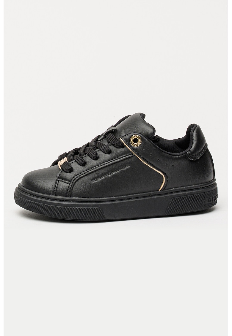 Pantofi sport low-cut de piele ecologica - Auriu/Negru