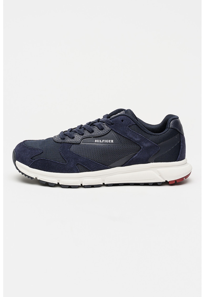 Pantofi sport cu insertii de piele intoarsa - Bleumarin
