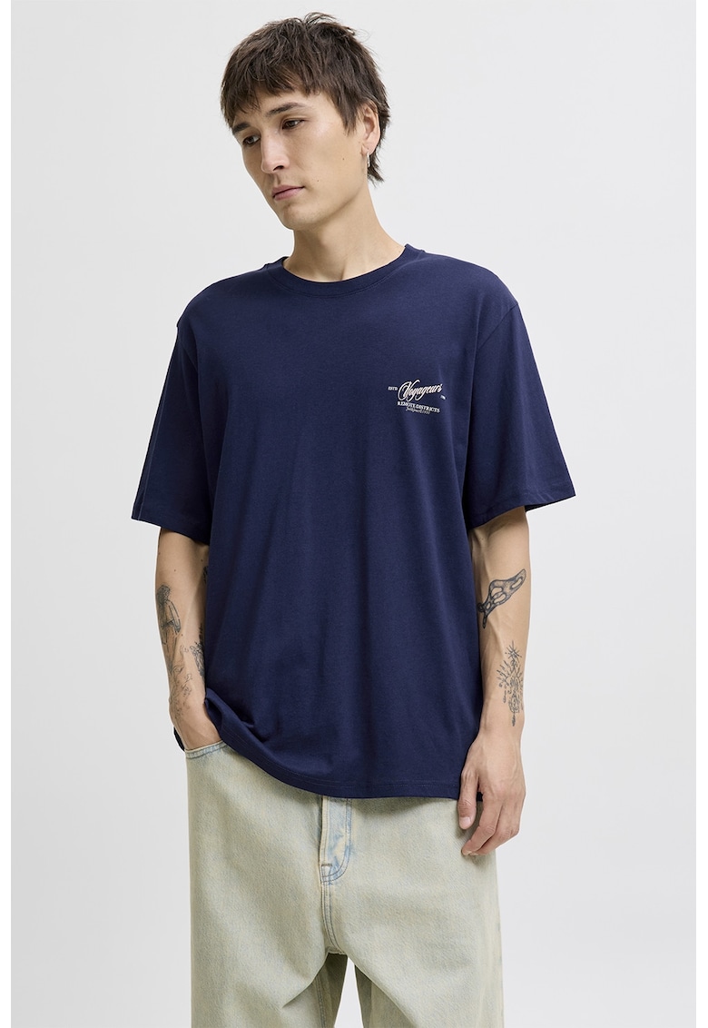 Tricou lejer cu imprimeu pe partea din spate - Portocaliu/Violet/Bleumarin