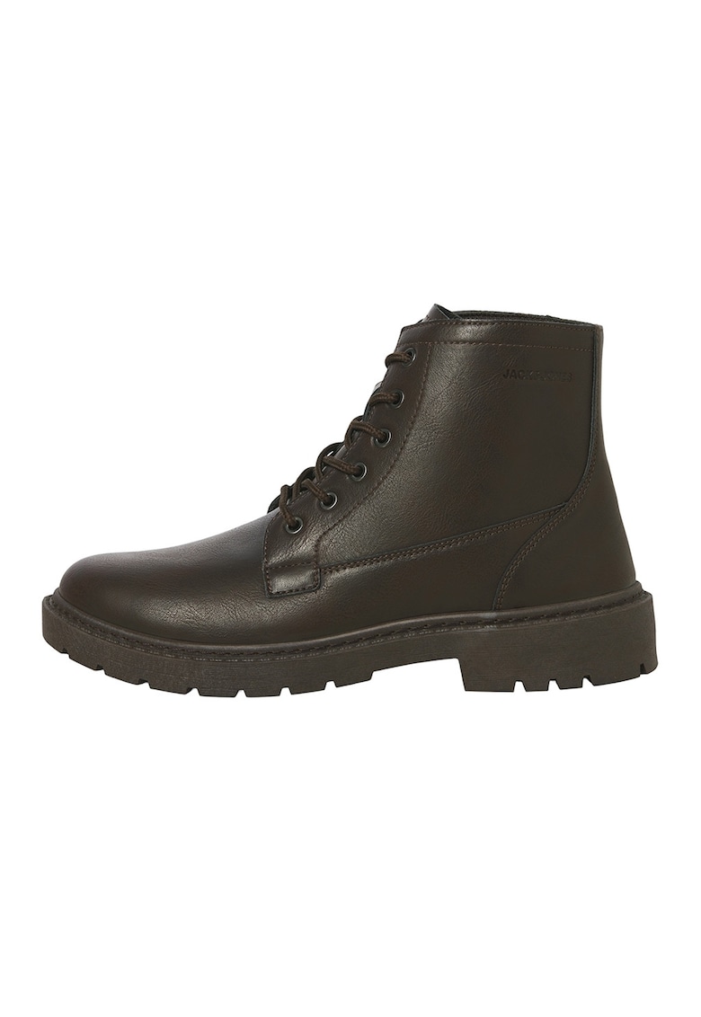 Ghete de piele ecologica cu sireturi 12287782-ANTHRACITE - Maro inchis