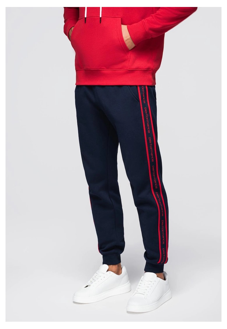 Pantaloni sport jogger cu dungi  OM-PASK-0284 - Albastru inchis