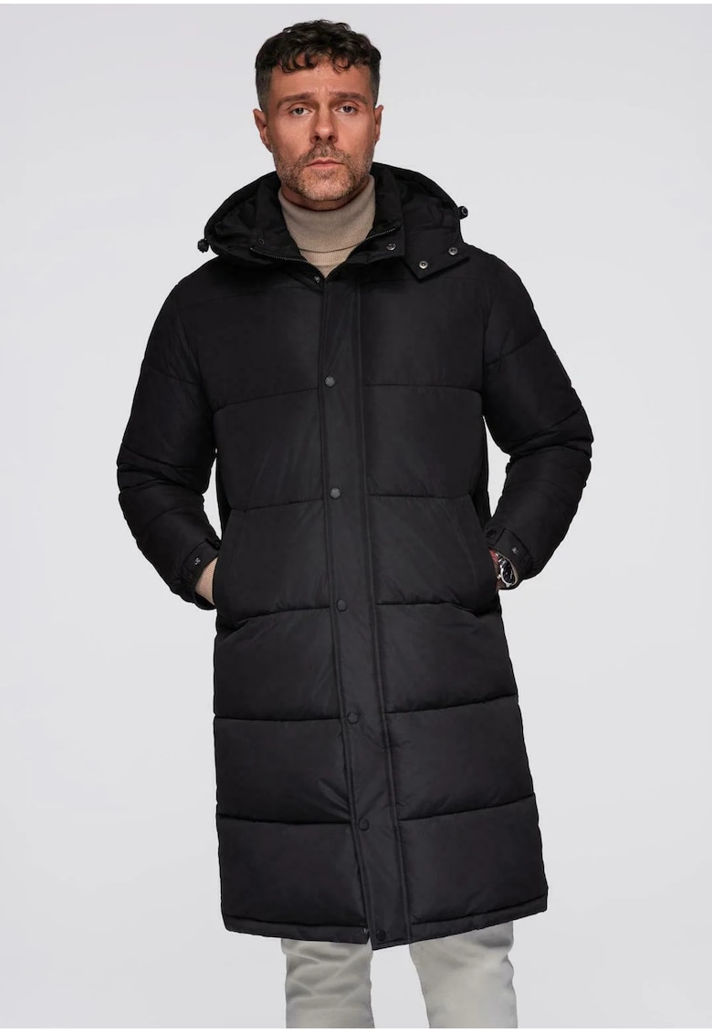 Geaca lunga in stil de palton  OM-JALJ-0309 - Negru
