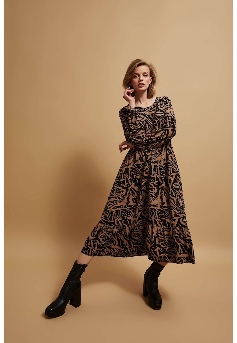 Rochie midi cu model - Bej