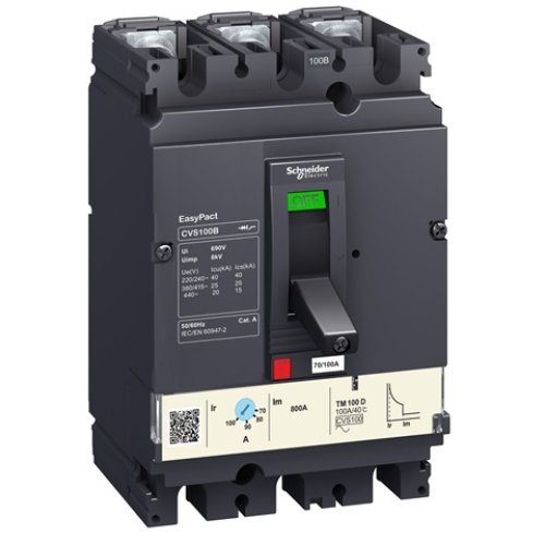 Intreruptor Automat in Carcasa Turnata EasyPact CVS100F TM63D Schneider LV510335, 3P/3D, 63A, 36kA