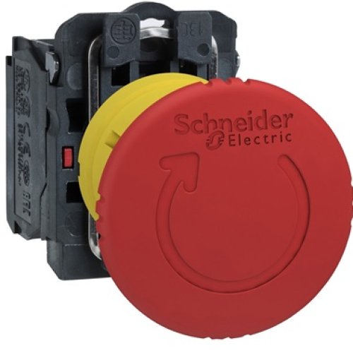 Buton Oprire de Urgenta Rosu 40mm Harmony Schneider XB5AS8442, Cu Retinere si Rotire pentru Eliberare, 1NC