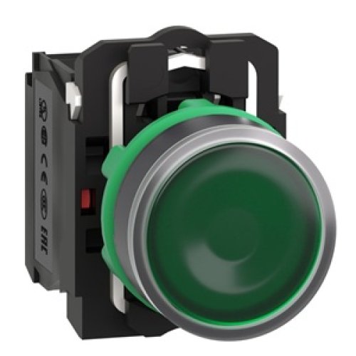 Buton Iluminat Verde 22.5mm Incastrat Harmony Schneider XB5AW33M5, Revenire cu Arc, 1NO + 1NC, LED 230-240V AC