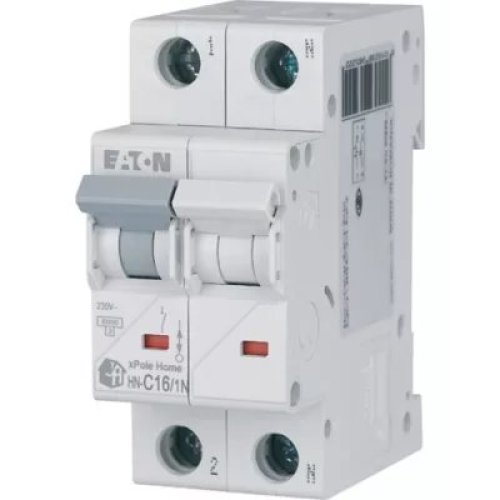 Intrerupator Automat MCB Eaton 194851 Moeller HN-C16/1N, 16A, curba C, 1P+N, 6 kA, 2 Module