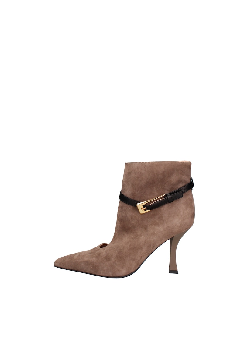 Botine din piele Eulalia Prime - Negru/Maro taupe
