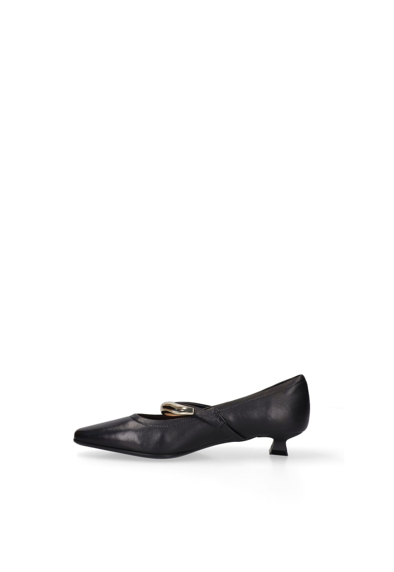 Pantofi Mary Jane din piele cu toc kitten Silvana - Negru