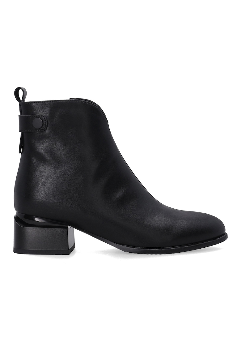 Botine din piele cu varf alungit - Negru