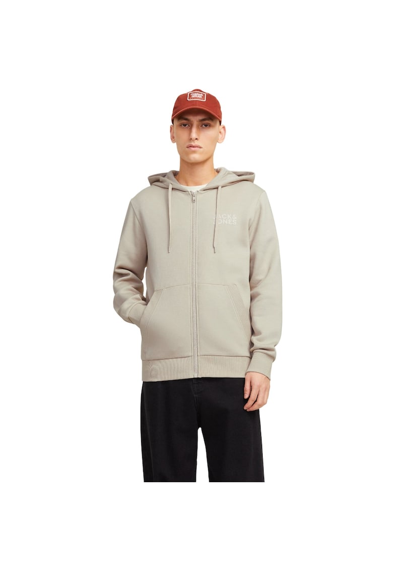 Hanorac JACK &JONES Corp Logo Small Print Zip Hood 52141 - Bej