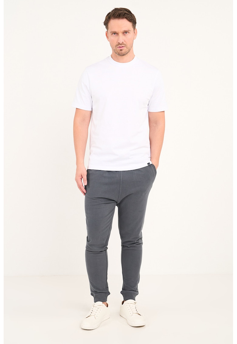 Pantaloni de trening din amestec de bumbac cu snur - Gri inchis