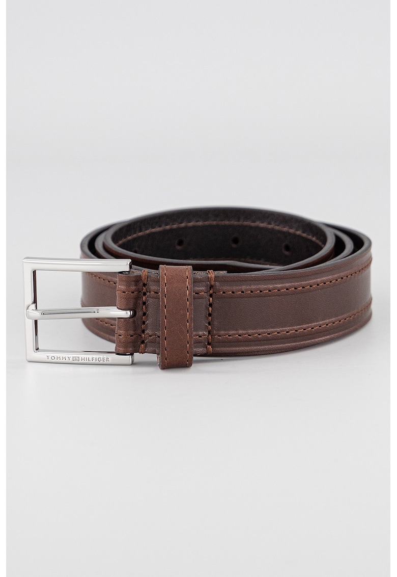 Curea din piele cu model uni - Negru