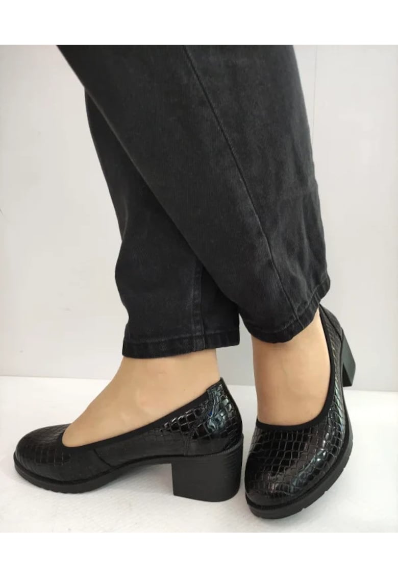 Pantofi Casual Dama  60011A 01-O Negri Croco - Negru - Negru