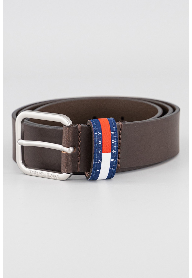 Curea de piele cu logo Ryan - Negru/Negru stins