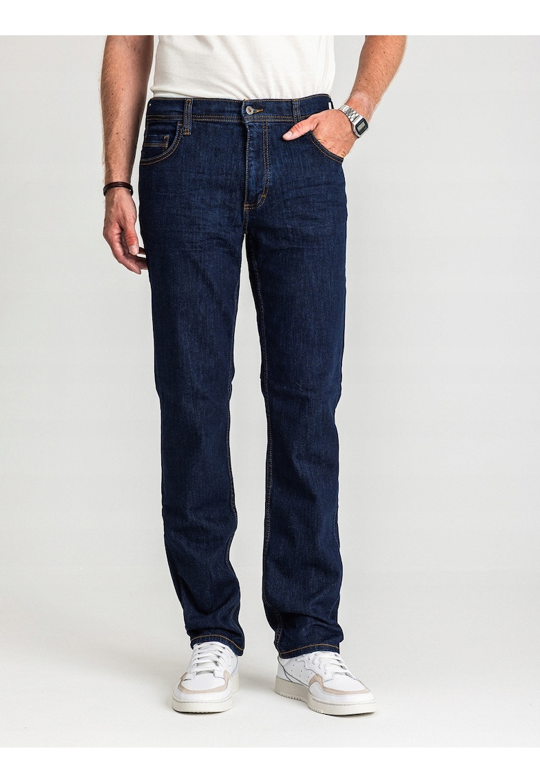 Blugi Barbati -  Washington - Talie Medie - 100% Bumbac - Fermoar - Lungi - 5 Buzunare - Denim Blue - Albastru inchis