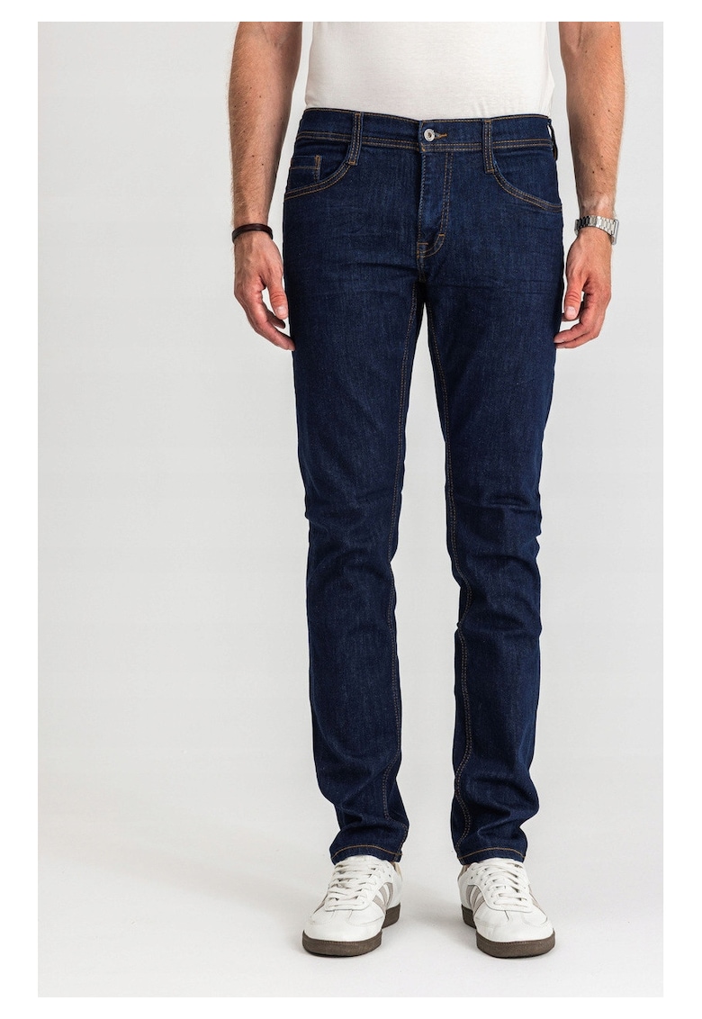 Blugi Barbati -  Oregon Tapered - Talie Joasa - 100% Bumbac - Fermoar - Lungi - 5 Buzunare - Denim Blue - Albastru inchis