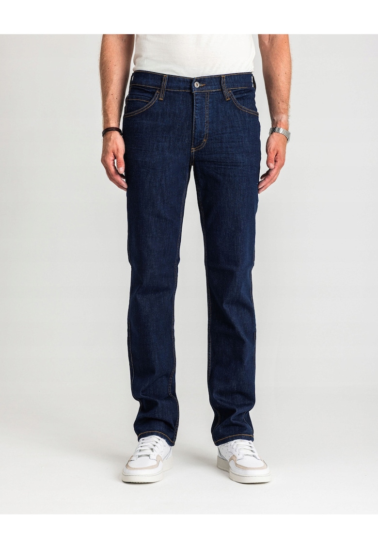 Blugi Barbati -  Tramper Straight - Talie Medie - 100% Bumbac - Fermoar - Lungi - 5 Buzunare - Denim Blue - Albastru inchis