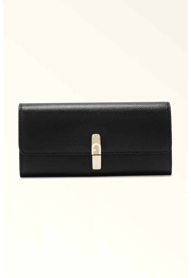 Portofel de piele cu clapa Iride Continental - Negru