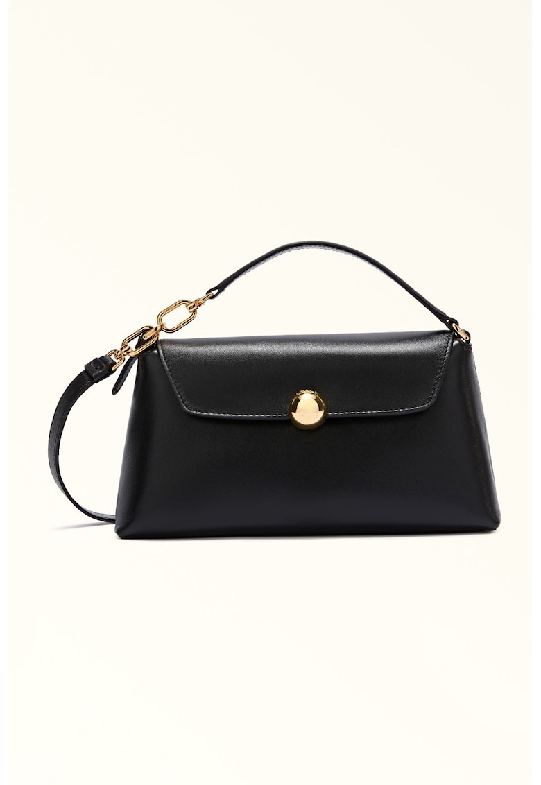 Geanta crossbody de piele cu bareta aditionala Sfera Soft - Negru