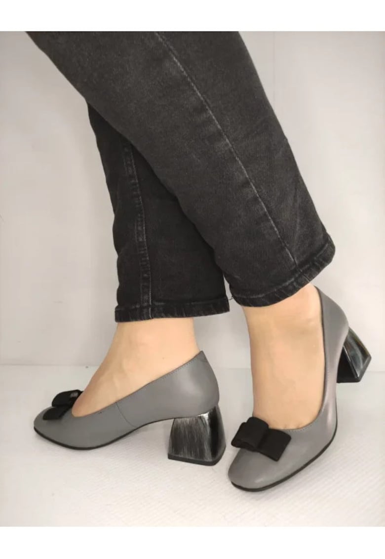 Pantofi Eleganti Dama  148 Gri Cu Negru - Gri - Gri