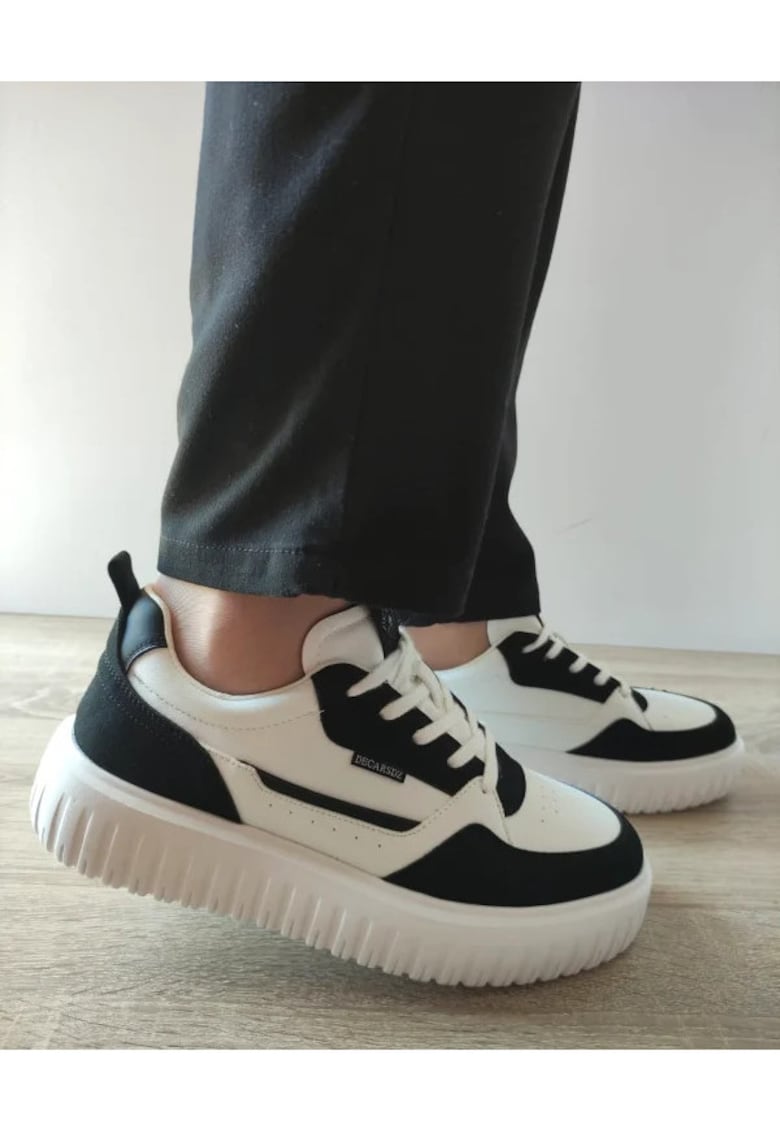 Pantofi Casual Barbati  Y237 Albi + Negru Velur - Alb - Alb