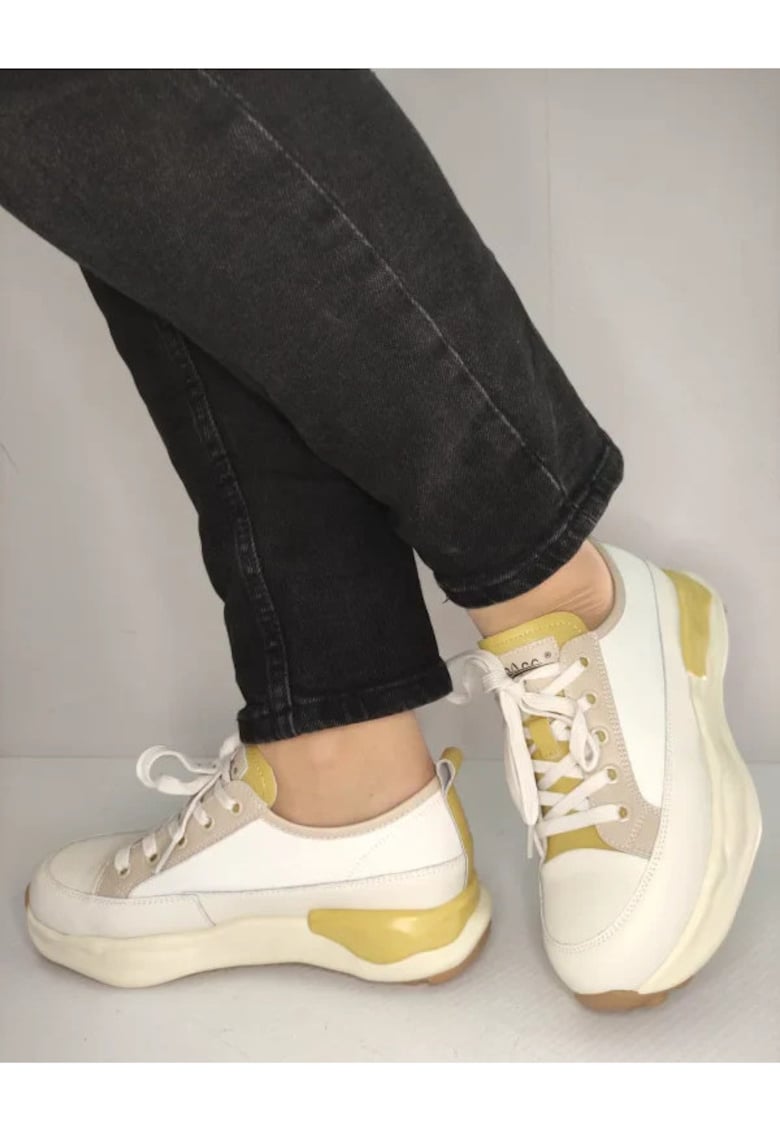 Pantofi Casual Dama  60006A J7-N Crem Cu Galben - Crem - Crem