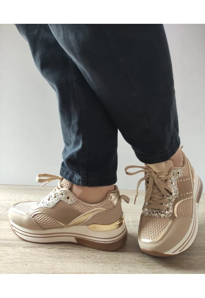 Pantofi Casual Dama  Wsc250125-8 Bej Cu Auriu - Bej - Bej