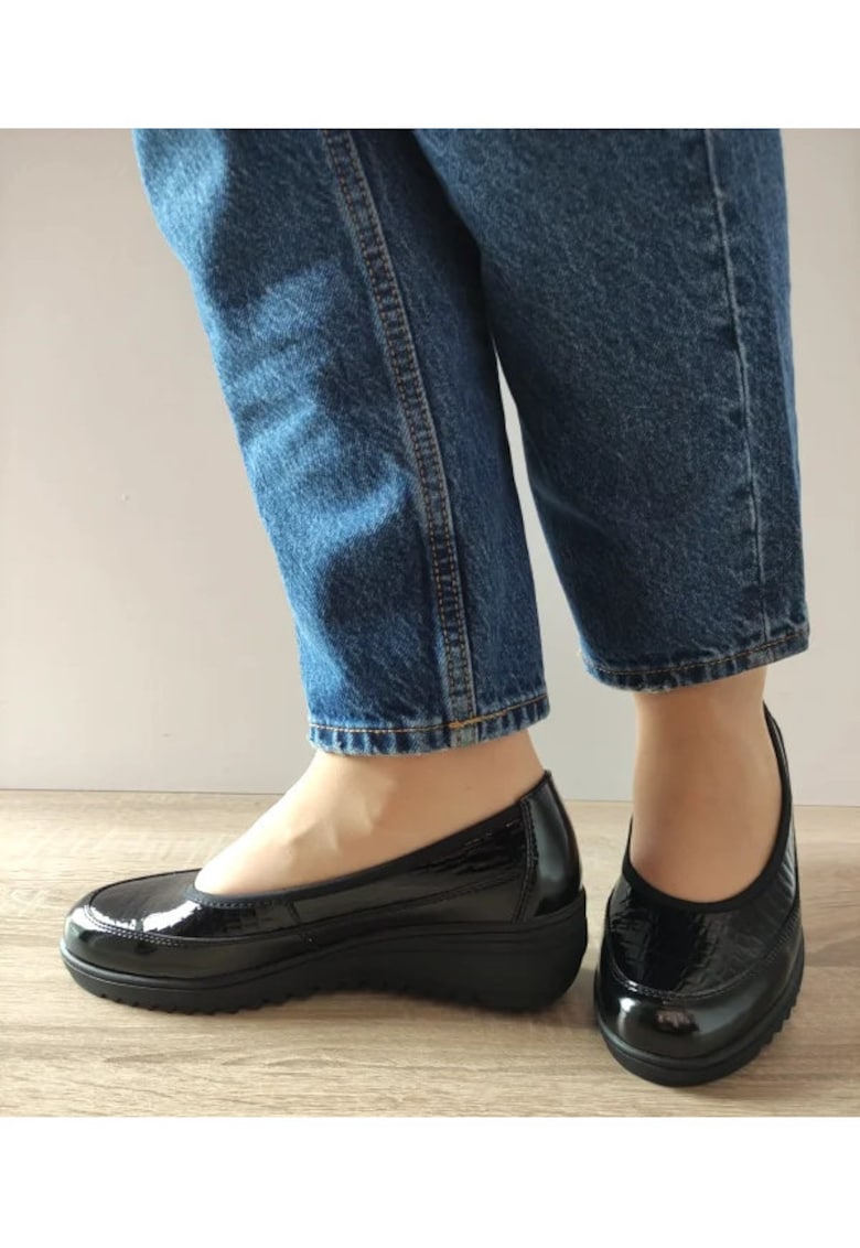 Pantofi Casual Dama  60006A 01-O Negri Lac - Negru - Negru