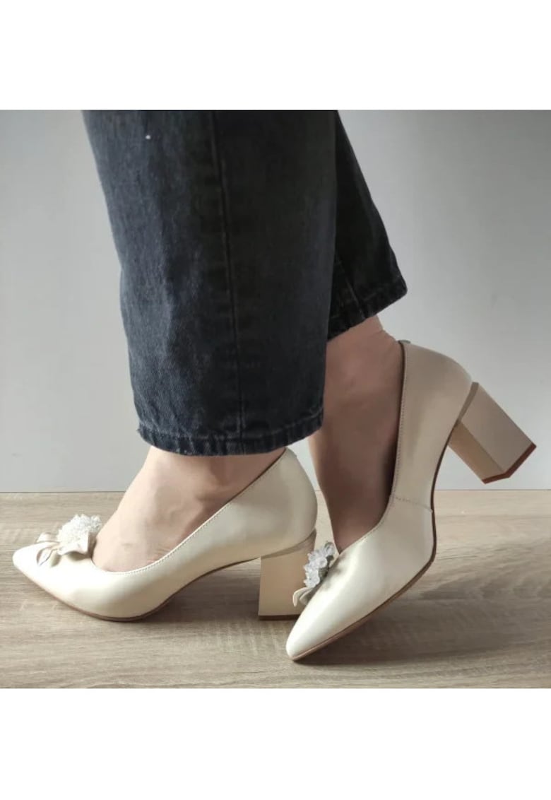 Pantofi Eleganti Dama  60063A 52-N Crem (Apricot Pearl) - Crem - Crem