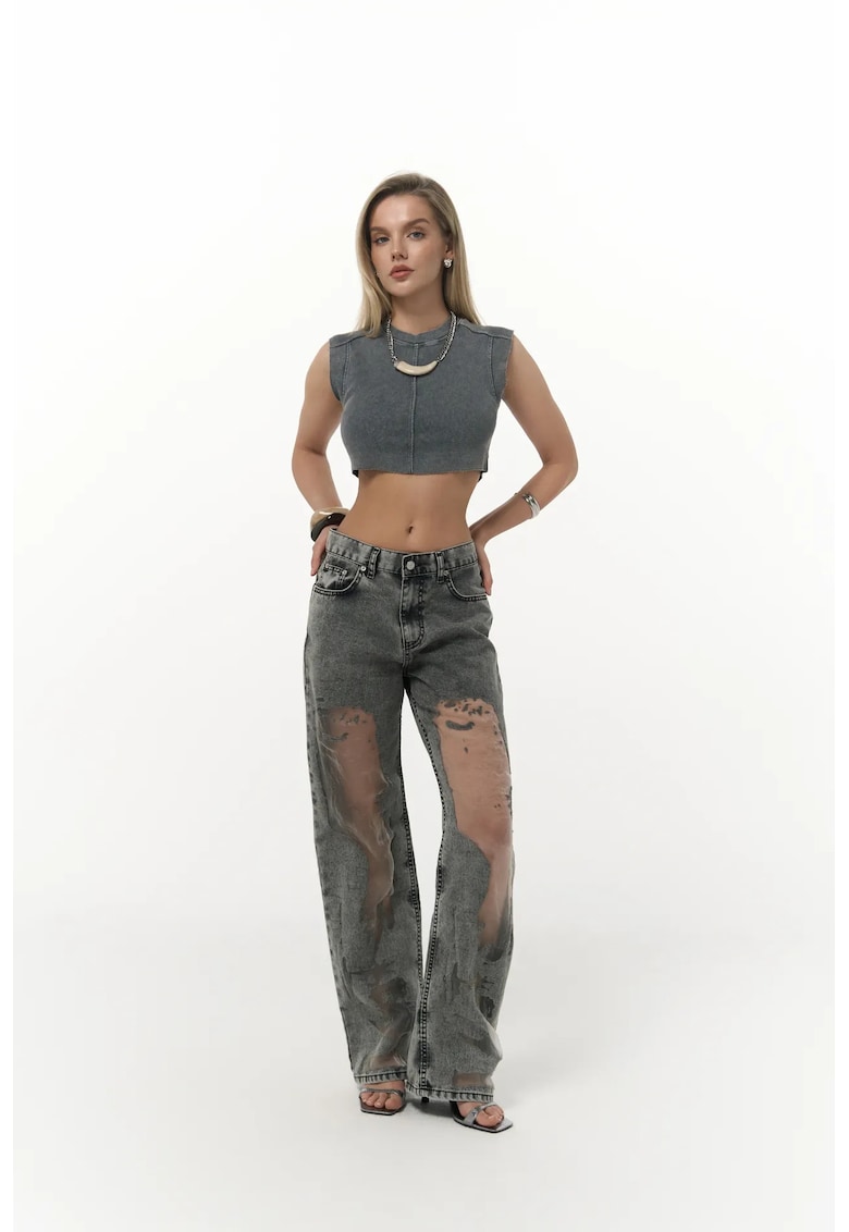 Pantaloni dama - HiCCUP - Trixie - transparent - gri inchis - denim