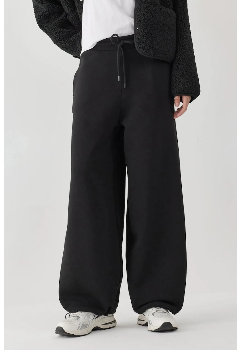 Pantaloni de trening -  basic - croiala lejera - negru - textil