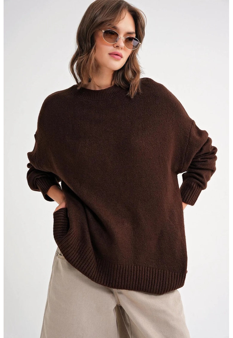 Pulover dama -  supradimensionat - tricot - maro -