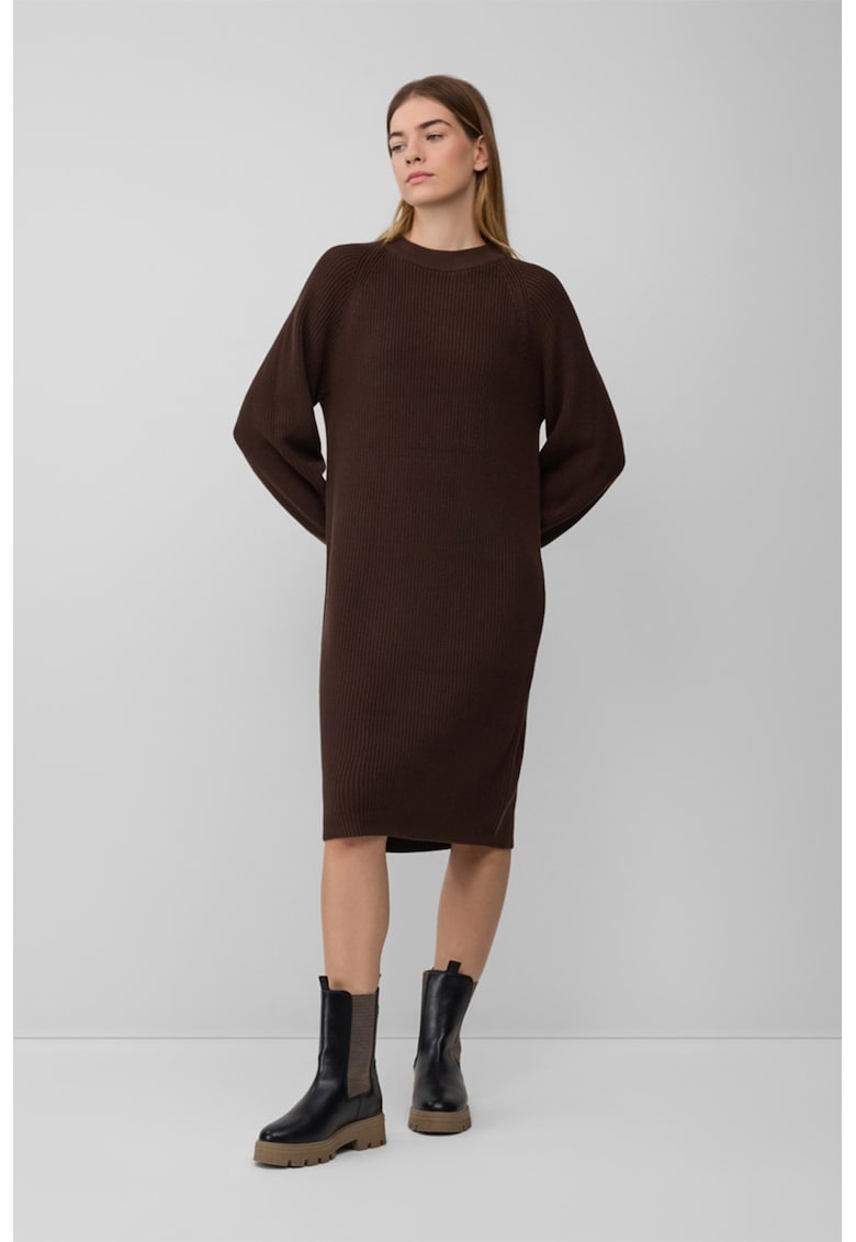 Rochie-pulover lejera cu decolteu la baza gatului - Maro inchis