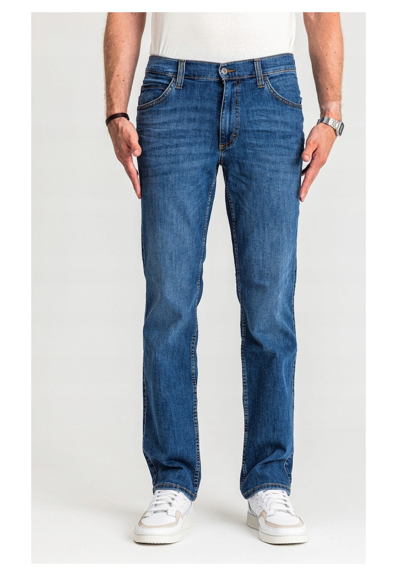 Blugi Barbati -  Tramper Straight - Talie Medie - 100% Bumbac - Fermoar - Lungi - 5 Bunzuare - Albastru - Albastru
