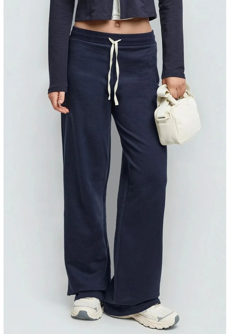 Pantaloni de trening -  croiala dreapta - talie elastica - albastru - Albastru inchis