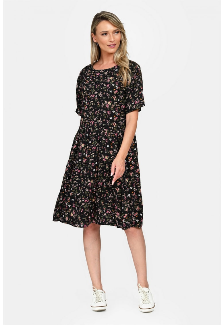 Rochie Dama -  Microfloral V327 - Negru