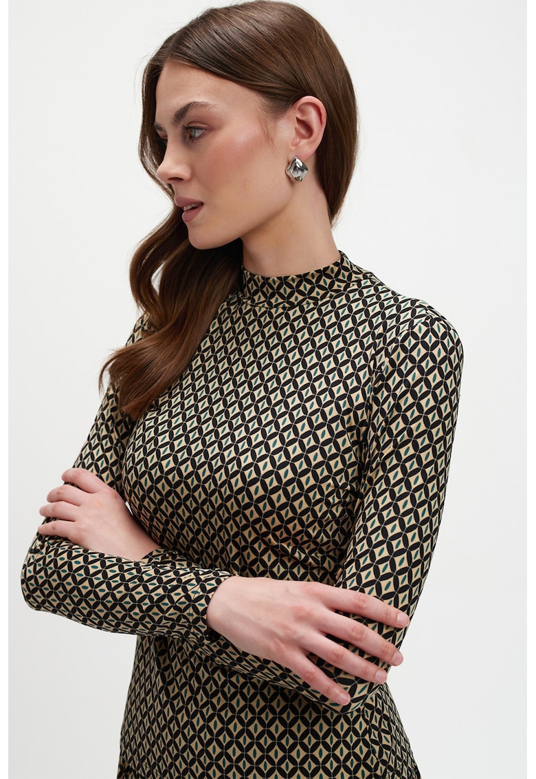 Bluza slim fit cu imprimeu - Negru/Bej