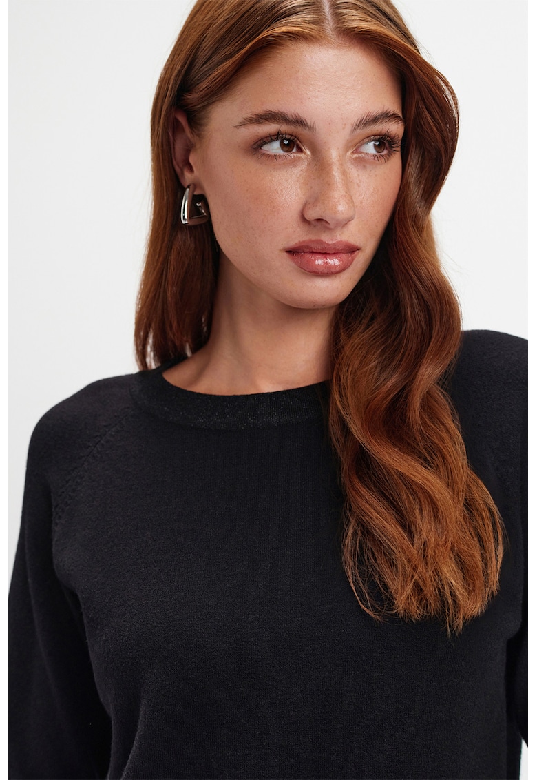 Pulover uni tricotat fin - Negru