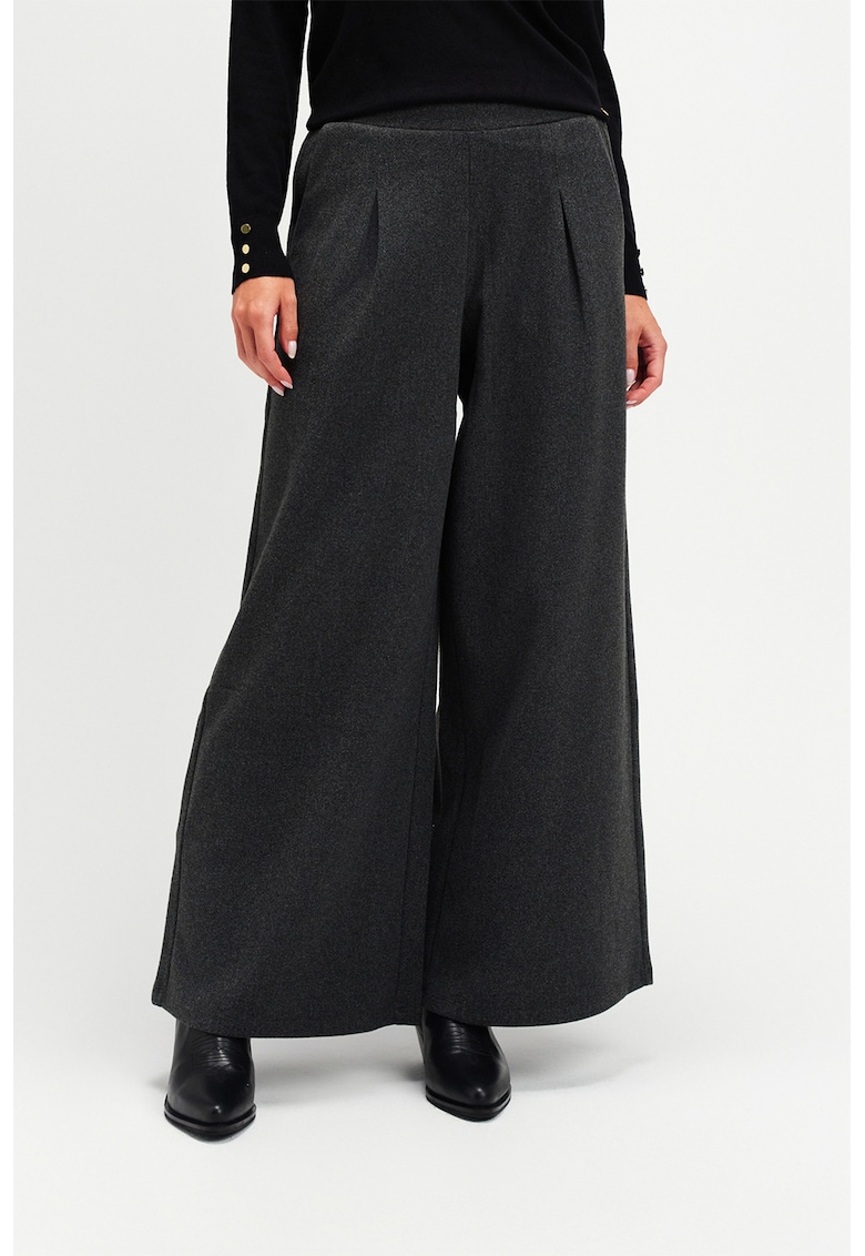 Pantaloni evazati cu talie elastica - Gri inchis