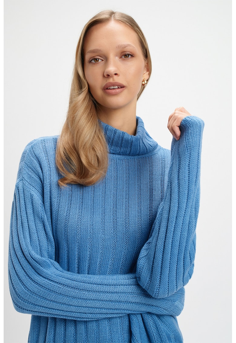 Pulover lejer cu aspect texturat - Albastru pastel