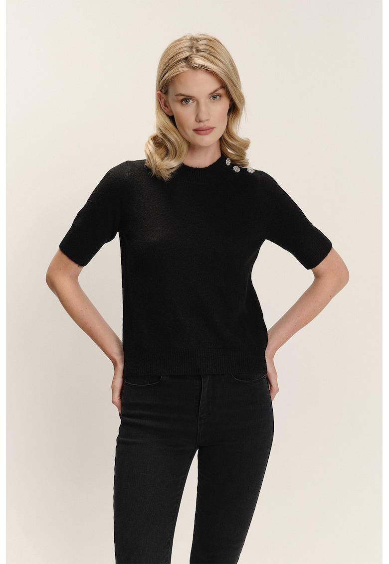 Pulover uni cu maneci scurte - Negru