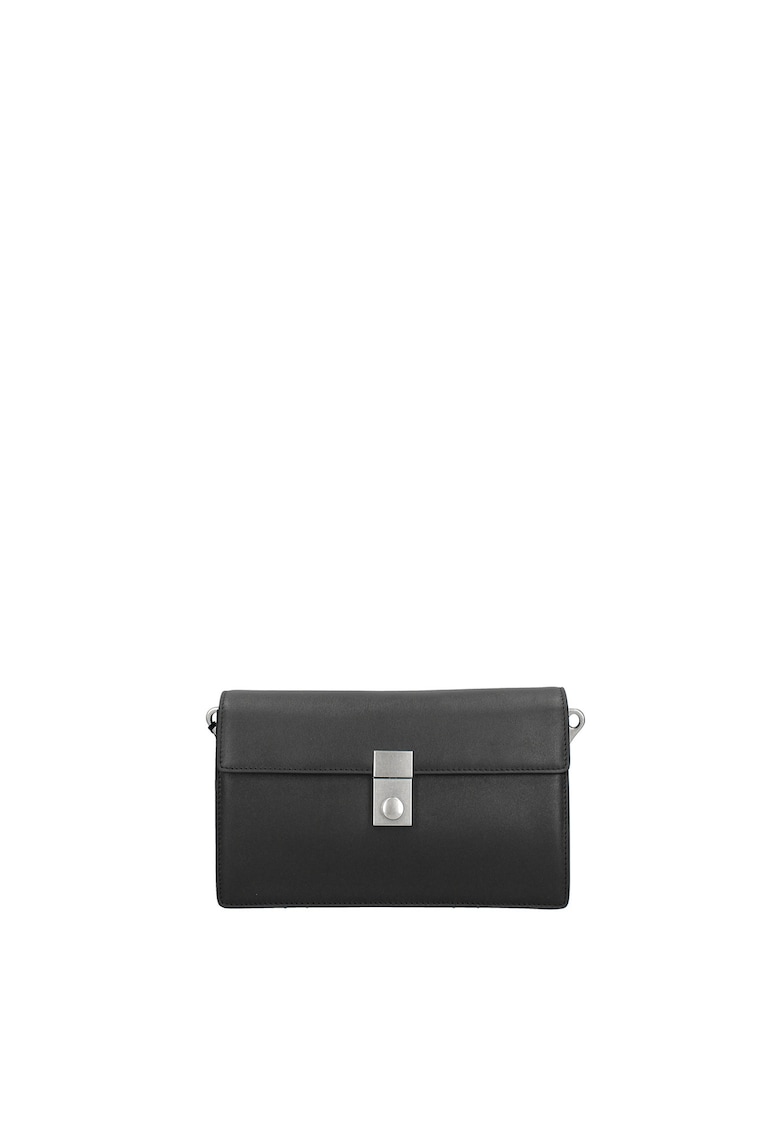 Geanta crossbody de piele cu clapa si bareta detasabila Valoria - Negru