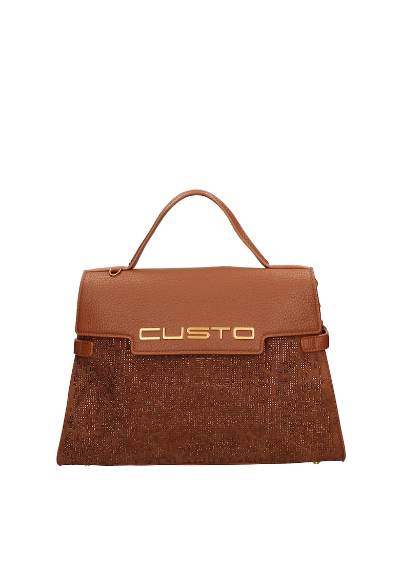 Geanta de piele ecologica cu logo in relief Ultra - Caramel