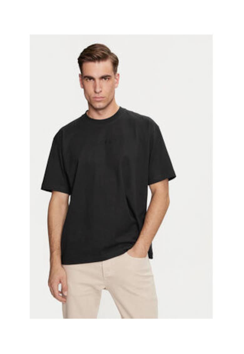 Tricou uni din amestec de bumbac organic - Negru