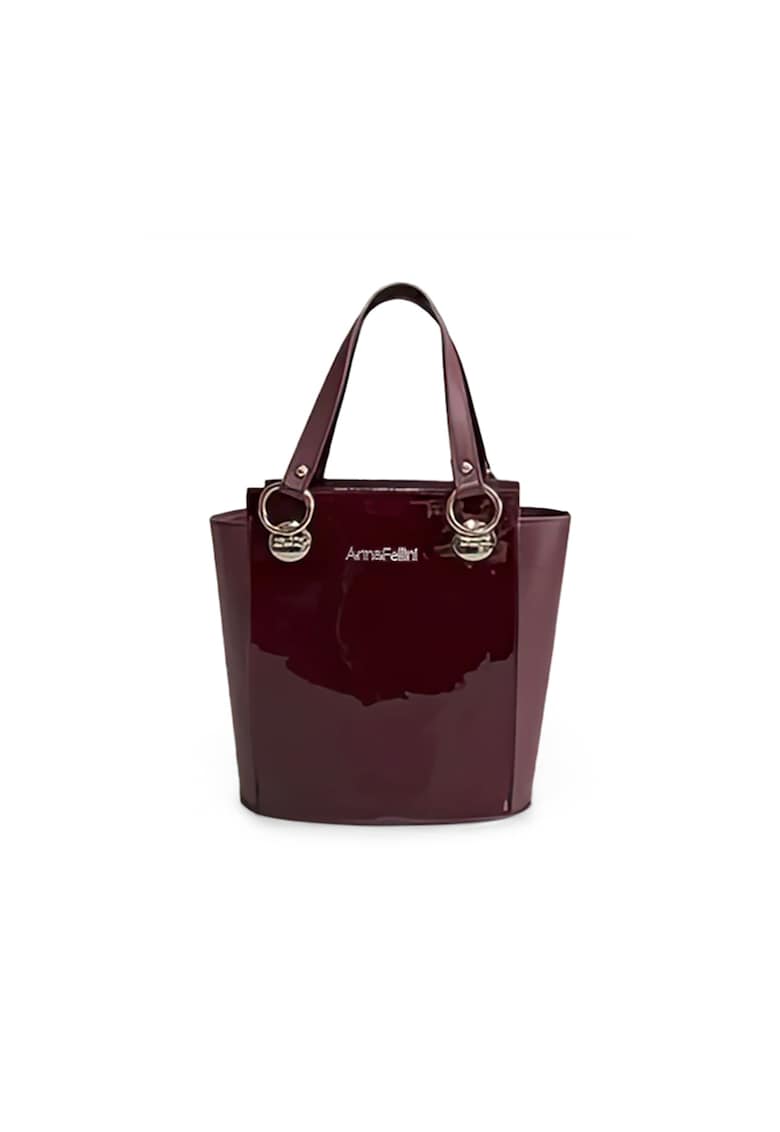 Geanta dama piele -  Elisabeth 8 - lac napa bordo - 25 x 14 x 27 cm