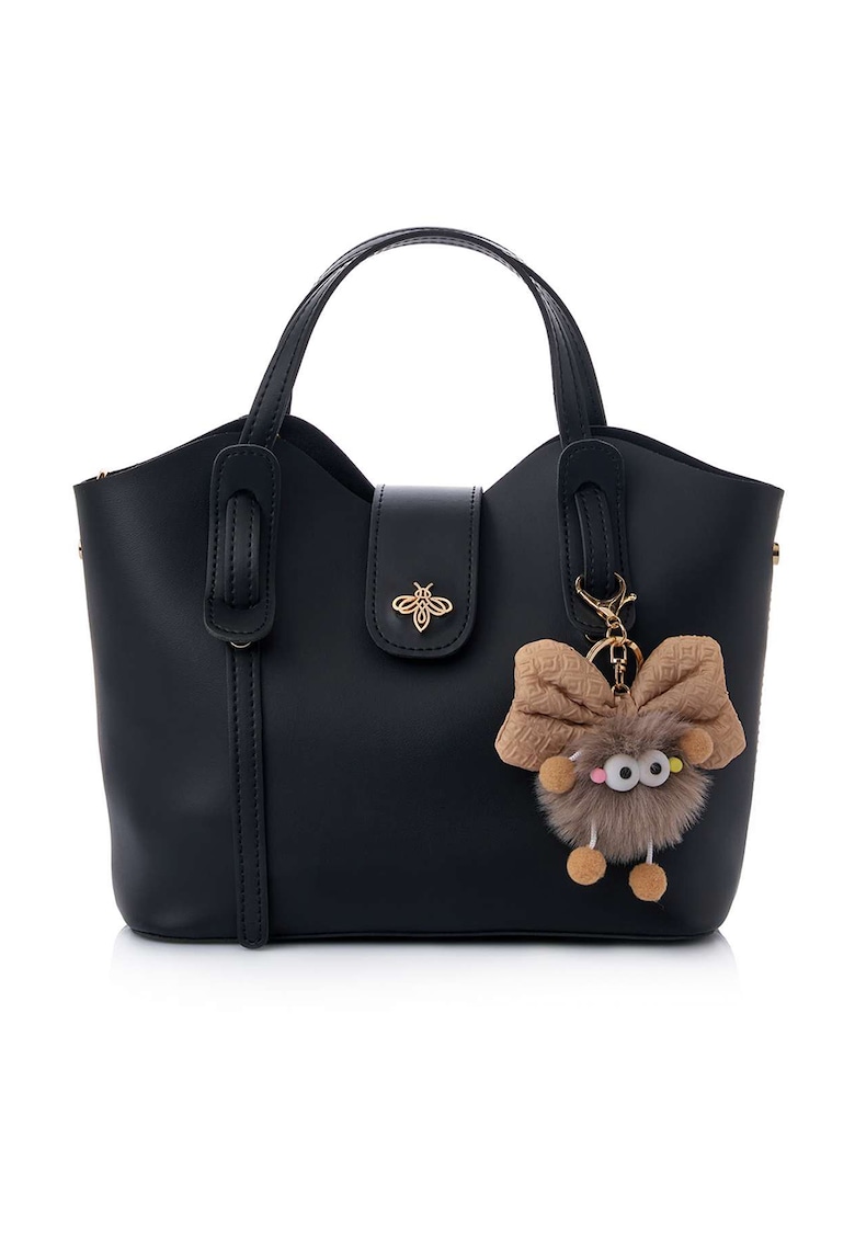 Geanta din piele ecologica cu accesoriu detasabil - Negru - 21x25x11