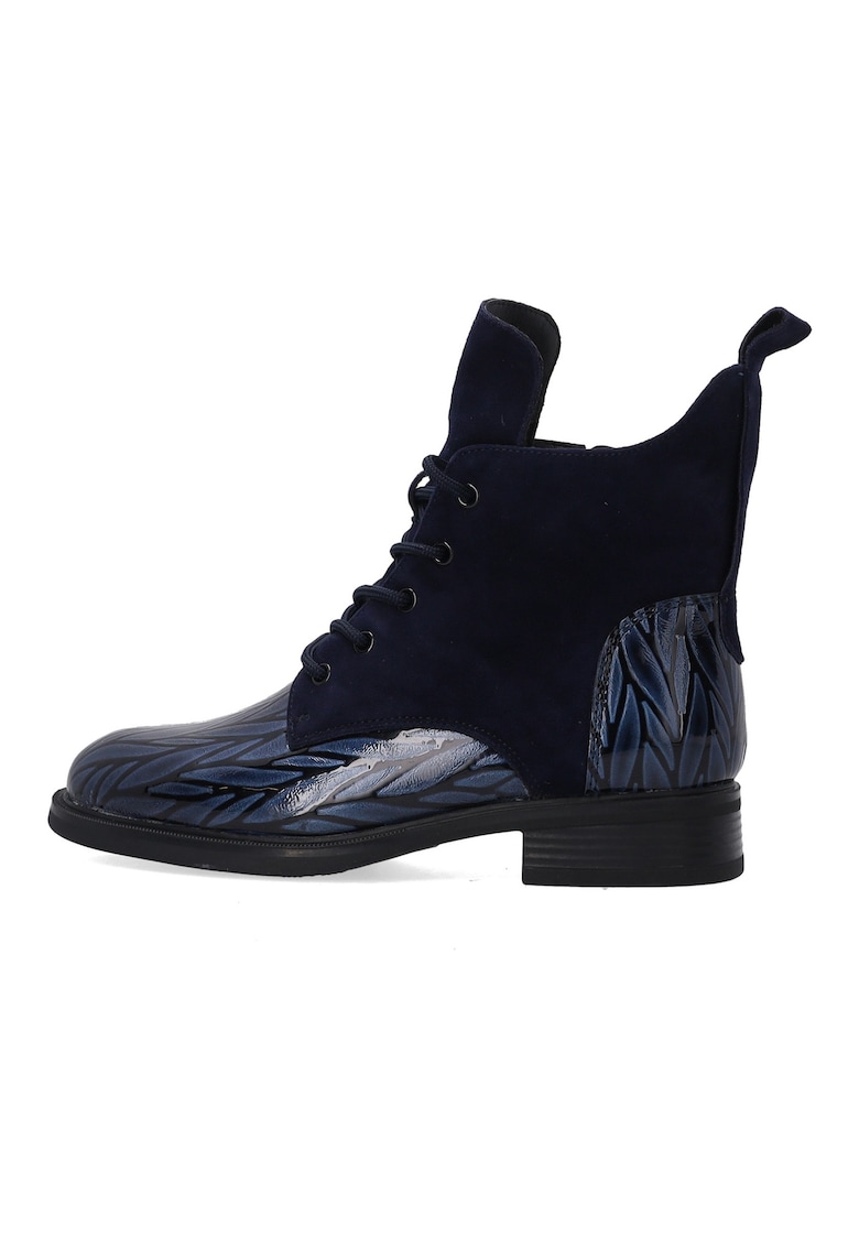 Ghete din piele cu model abstract - Albastru