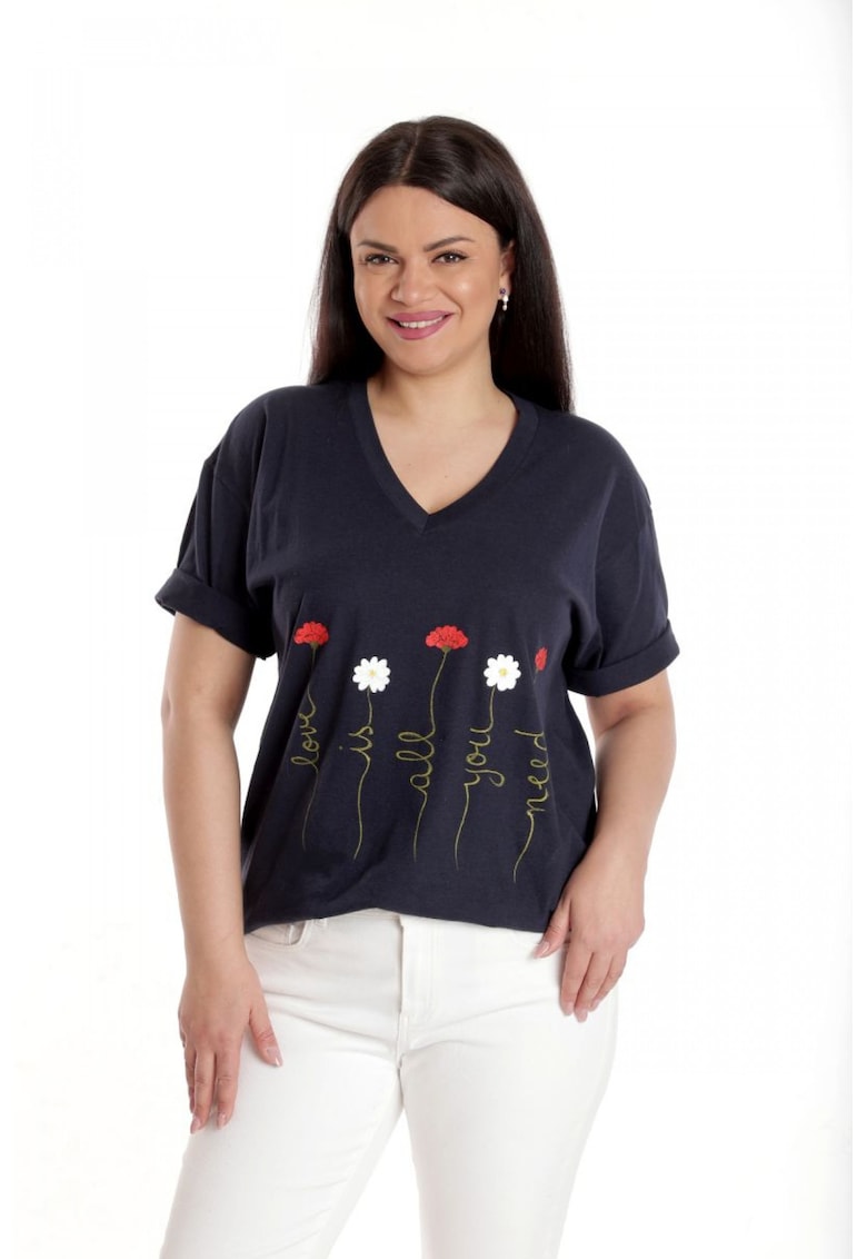 888141920-Bluza Dama - Bleumarin cu Pictura Murala II - Bleumarin
