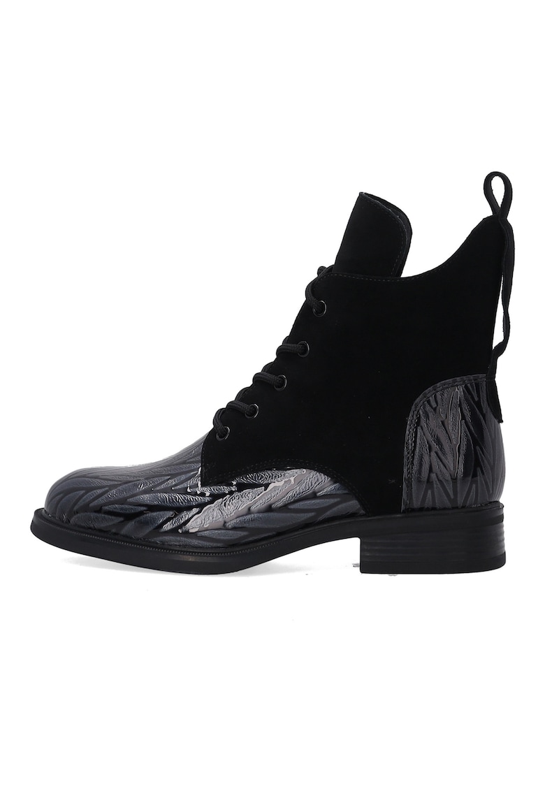 Ghete din piele cu model abstract - Negru